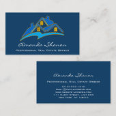 Carte De Visite Courtier immobilier professionnel Agent Blue Navy (Devant / Derrière)