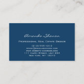 Carte De Visite Courtier immobilier professionnel Agent Blue Navy (Dos)