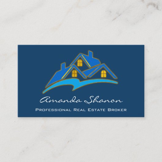 Carte De Visite Courtier immobilier professionnel Agent Blue Navy (Devant)