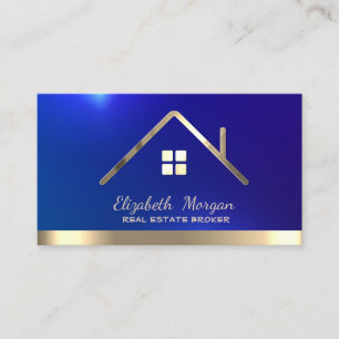 Carte De Visite Courtier Immobilier Professionnel Maison Toit Doré