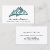 Carte De Visite Courtier immobilier professionnel Maison Turquoise (Devant / Derrière)