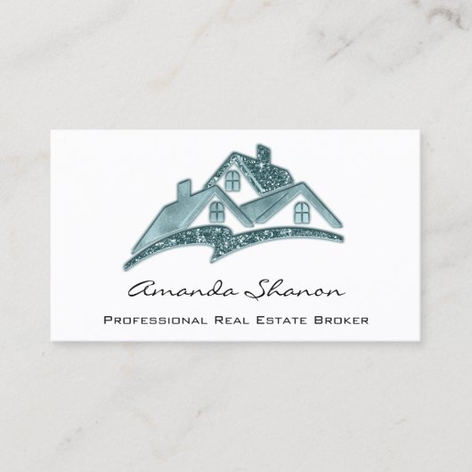 Carte De Visite Courtier immobilier professionnel Maison Turquoise (Devant)