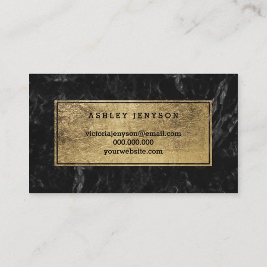 Carte De Visite Courtier notaire typographie or marbre noir (Dos)