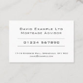 Carte De Visite Courtier ou conseiller en hypothèques (Dos)