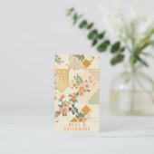 Carte De Visite Coussin de couture de patchwork de pêche jaune  (Debout devant)