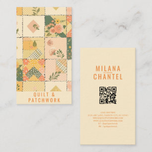 Carte De Visite Coussin de couture de patchwork de pêche jaune 