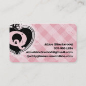 Carte De Visite Coussins de courtepointe de quadrillage roses Vint (Dos)