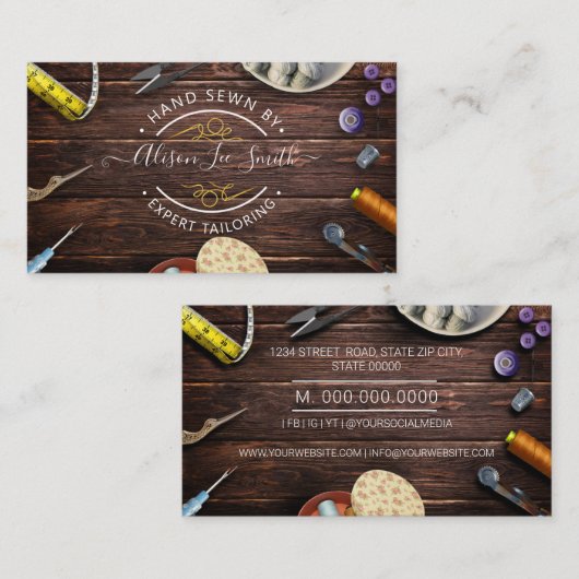 Carte de visite cousu main (Devant / Derrière)