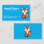 Carte De Visite Coute Blue Fox Babysitting garde d'enfants (Devant / Derrière)