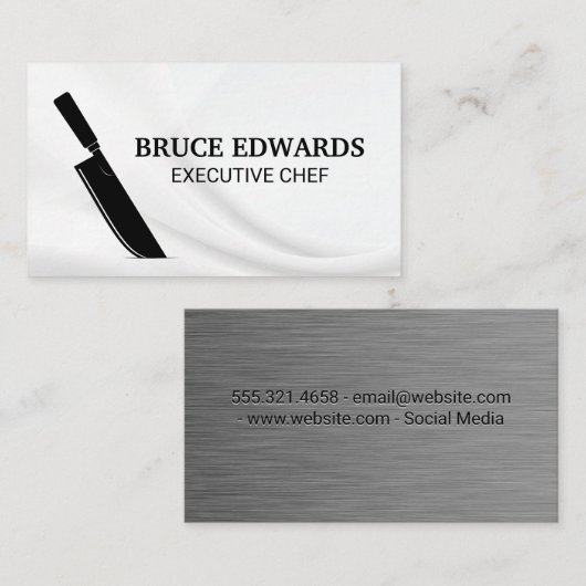 Carte De Visite Couteau Arrière - plan métallique | Chef (Devant / Derrière)