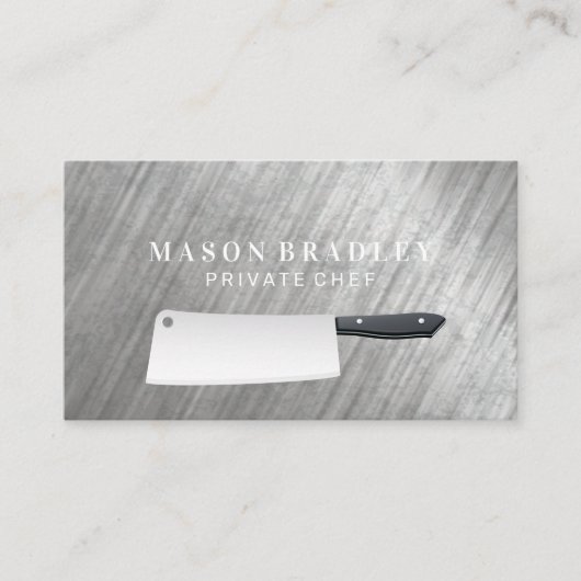 Carte De Visite Couteau boucher | Arrière - plan métallique (Devant)