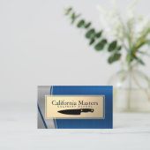 Carte De Visite Couteau culinaire | Métal bleu or (Debout devant)