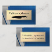 Carte De Visite Couteau culinaire | Métal bleu or (Devant / Derrière)