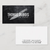 Carte De Visite Couteau culinaire | Mur de texture noire (Devant / Derrière)