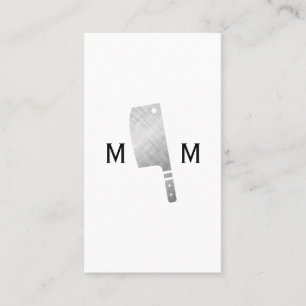 Carte De Visite Couteau de Boucher Métallique Monogramme