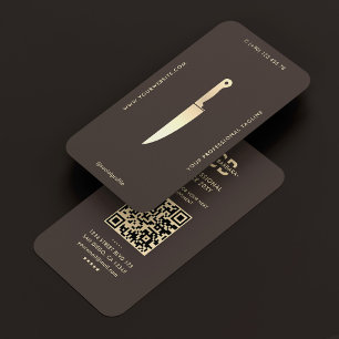 Carte De Visite Couteau de Chef de Cuisine Moderne Espresso Monogr