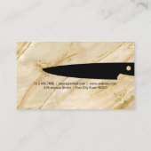 Carte De Visite Couteau de cuisine | Arrière - plan en marbre doré (Dos)