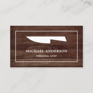 Carte De Visite Couteau de cuisine blanc en bois rustique Chef per