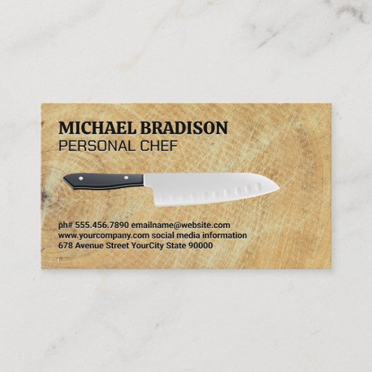 Carte De Visite Couteau de cuisine | Bloc de coupe (Devant)