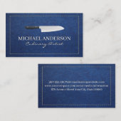 Carte De Visite Couteau de cuisine | Cuir bleu pointu (Devant / Derrière)