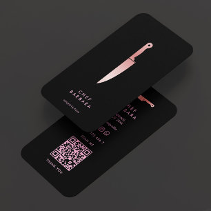 Carte De Visite Couteau de cuisine rose minimaliste Chef Caterer N