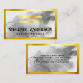 Carte De Visite Couteau d'or et Whisk | Bordure or (Devant / Derrière)