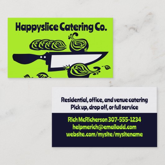 Carte De Visite Couteau du chef coupé en tranches d'oignon chef cu (Devant / Derrière)