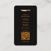 Carte De Visite Couteau Orange Noir Chef Minimal Restaurant (Dos)
