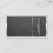 Carte De Visite Couteau | Plan en cuir | Bordure métallique (Dos)