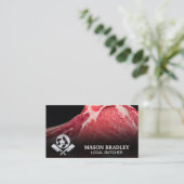Carte De Visite Couteaux bouchers | Logo Animaux | Viande brute (Debout devant)