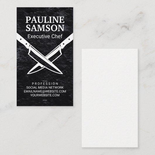 Carte De Visite Couteaux croisés | Ardoise (Devant / Derrière)