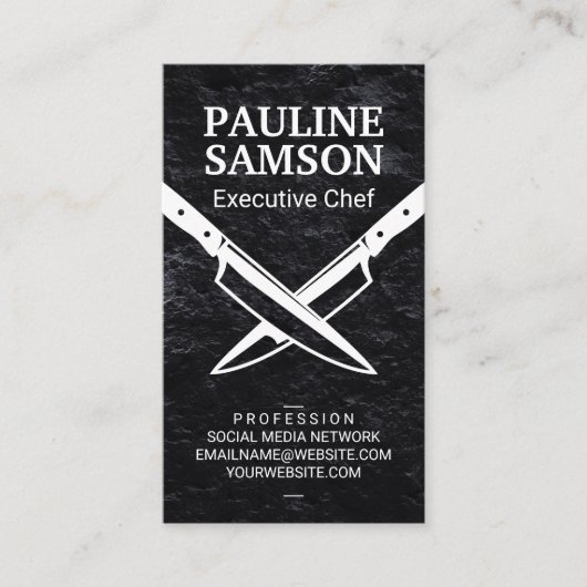 Carte De Visite Couteaux croisés | Ardoise (Devant)
