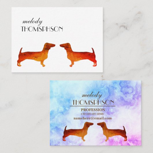 Carte De Visite Coutume d'aquarelle de teckel (Devant / Derrière)