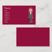 Carte De Visite Coutume heureuse de rouge de femme d'affaires de (Devant / Derrière)