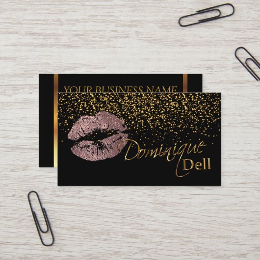 Carte De Visite Coutume - maquilleur - or rose poussiéreux (Devant/Arrière en situation)