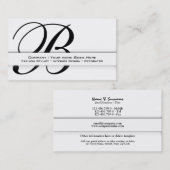Carte De Visite COUTUME professionnelle d'affaires du monogramme (Devant / Derrière)