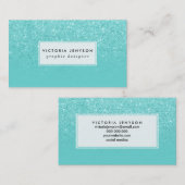 Carte De Visite Coutume turquoise de bloc de faux d'ombre élégant (Devant / Derrière)