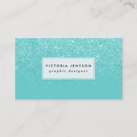 Carte De Visite Coutume turquoise de bloc de faux d'ombre élégant (Devant)