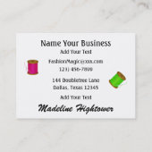 Carte De Visite Couture / Coiffure / Mode - SRF (Dos)