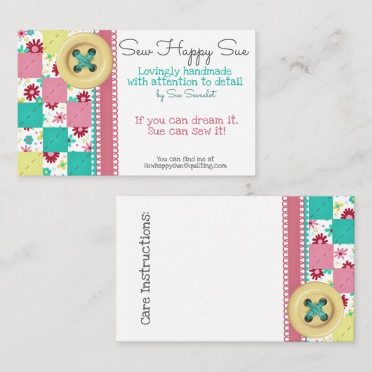 Carte De Visite Couture/Couchage (Devant / Derrière)