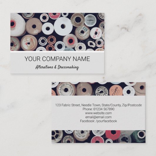 Carte De Visite Couture de bobines de coton (Devant / Derrière)