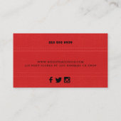 Carte De Visite Couture en faux cuir rouge effet cousu (Dos)