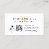 Carte De Visite Couture et modifications Bordeaux & Or Monogramme (Dos)