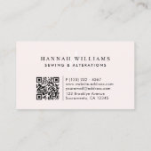 Carte De Visite Couture et modifications rose pâle et monogramme d (Dos)