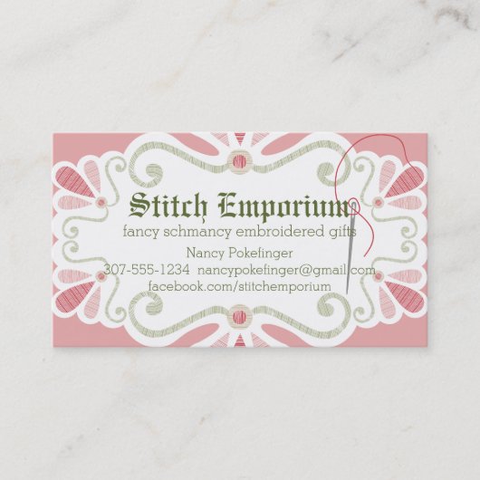 Carte De Visite Couture faite sur commande de fil d'aiguille de (Devant)