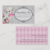 Carte De Visite Couture mignonne de crochet de tricot de laine de (Devant / Derrière)