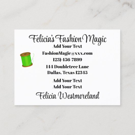 Carte De Visite Couture / Seamstress (Dos)