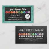 Carte De Visite Couture turquoise du tableau de bord Chalk (Devant / Derrière)