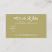 Carte De Visite Couturier de couture de mannequin de couturière (Dos)