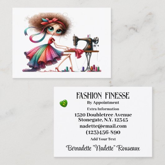 Carte De Visite Couturière fantaisiste couture tailleur (Devant / Derrière)